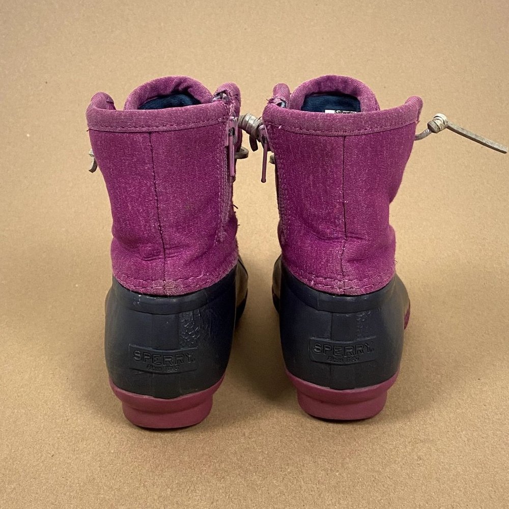 Sperry Saltwater Duck Boot Girls Size 1 Pink Black Lace Up - Picture 4 of 9